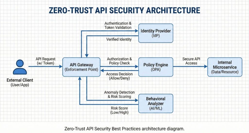 Zero-Trust API Security Best Practices architecture diagram