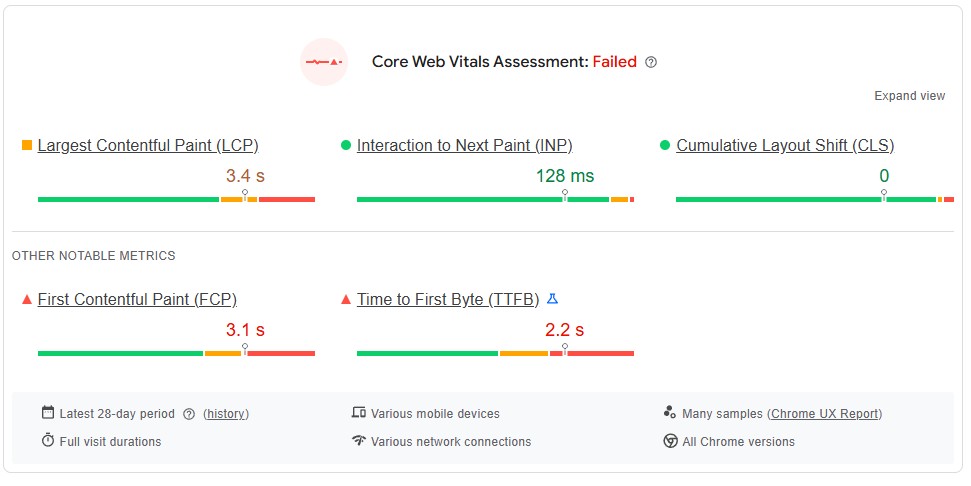 Largest Contentful Paint element diagnostic