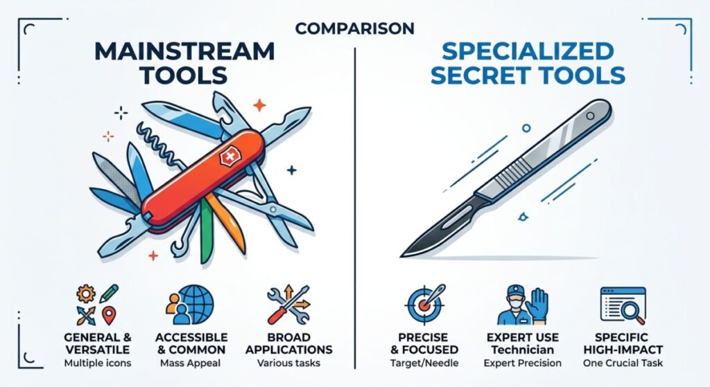 comparison of secret seo analysis tools vs mainstream software