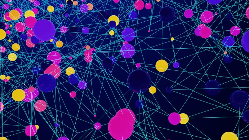 Conceptual map of a decentralized search engine network in 2026