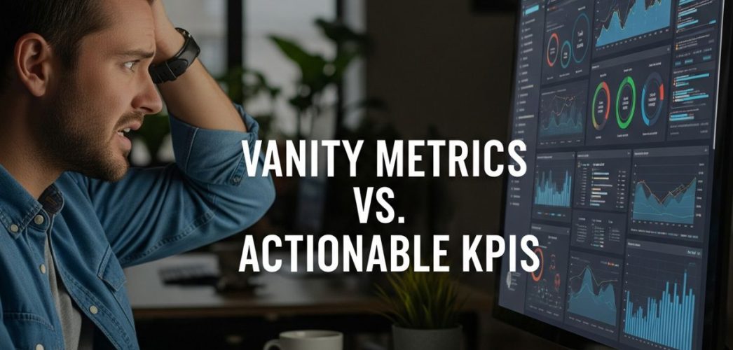 A frustrated marketer looking at a confusing dashboard